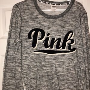 PINK gray and black crew neck hoodie, WORN ONCE
